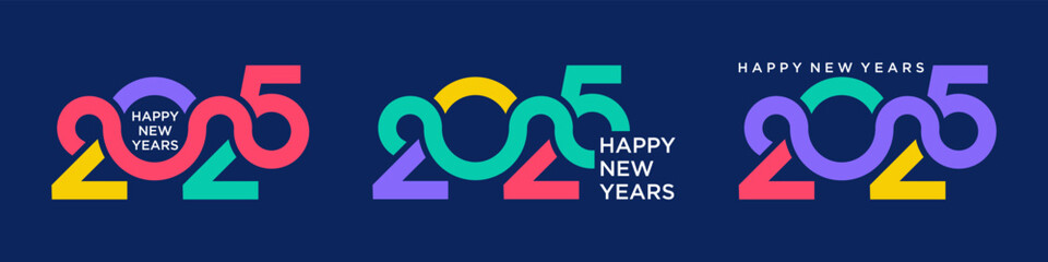 Happy new year 2025 design vector. colorful and trendy new year 2025 logo design template