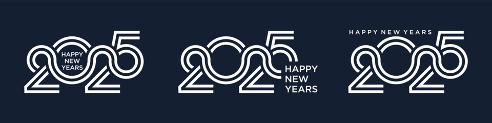 Happy new year 2025 design vector. trendy new year 2025 logo design template - obrazy, fototapety, plakaty