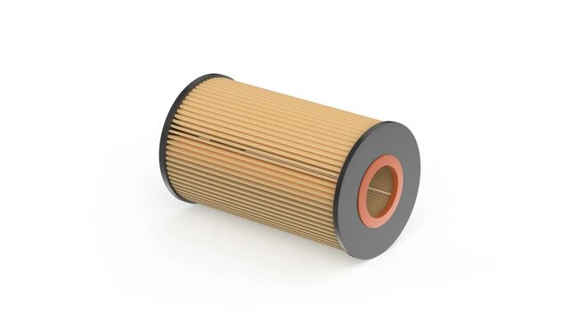 Automotive oil filter cartridge on white background 
