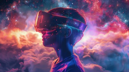 A person is immersed in a virtual reality experience