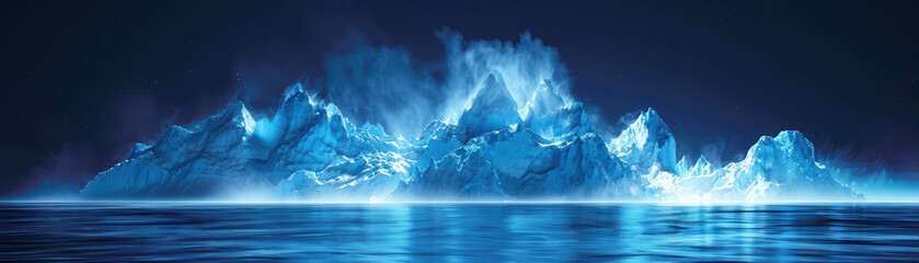 A holographic display of melting glaciers reversing, symbolizing positive outcomes from climate activism