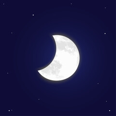 Obraz na płótnie Canvas Half Moon Illustration on Night Sky