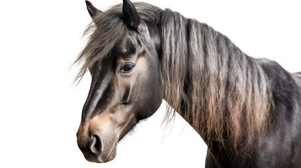 A close up of a horse with long, flowing hair capturing its majestic beauty