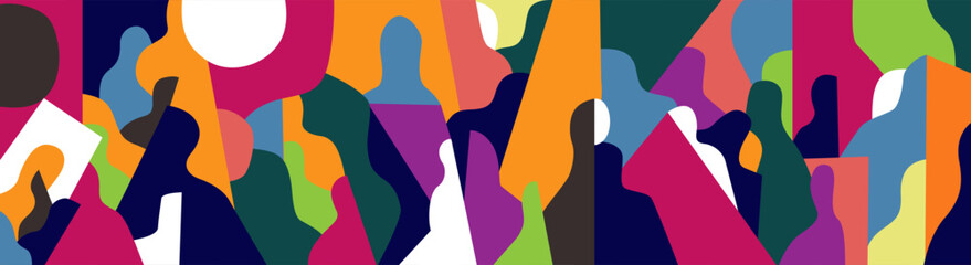  People silhouettes social issue  abstract vector background - obrazy, fototapety, plakaty