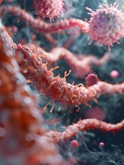 Showcase the battle between white Red cell cells and harmful bacteria within the bodys tissues through a dynamic 3D x-ray representation.