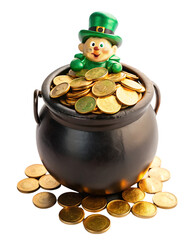 pot of coins and st patricks hat 3d illustration