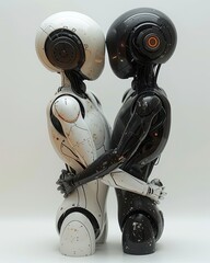 Yin and yang robotic embrace. Generative AI