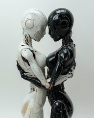 Yin and yang robotic embrace. Generative AI