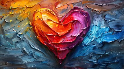 Abstract heart with dynamic splashes of color. Generative AI