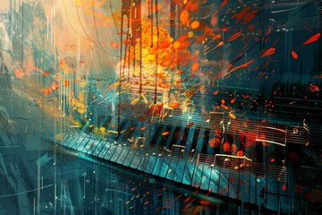 Abstract Music Composition Concept Background Art.