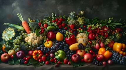 Vegetables and Fruits Arrangement - obrazy, fototapety, plakaty