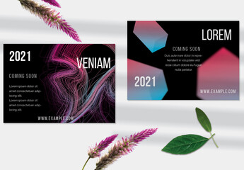 Flyer Layout with Abstract Motion Blur and Glowing Shape