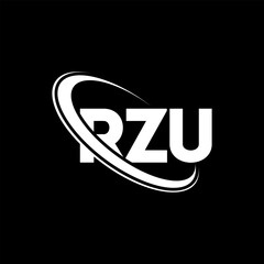 RZU logo. RZU letter. RZU letter logo design. Initials RZU logo linked with circle and uppercase monogram logo. RZU typography for technology, business and real estate brand.