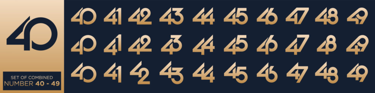 collection of creative number 40 to 49 logo designs. abstract number design vector illustration