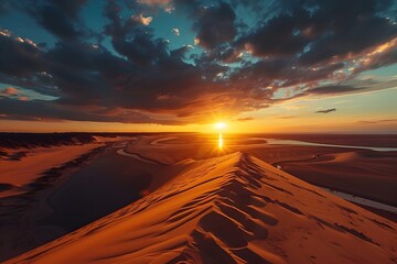 Magnificent Sunset Over Dune du Pilat - Captivating Coastal Dune Landscape - obrazy, fototapety, plakaty