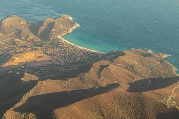 Aerial view of Solanas beach, Sardinia, Italy