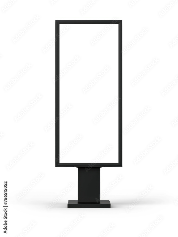 Poster a black sign with a white background. the sign is empty and has no writing on it. the sign is tall a