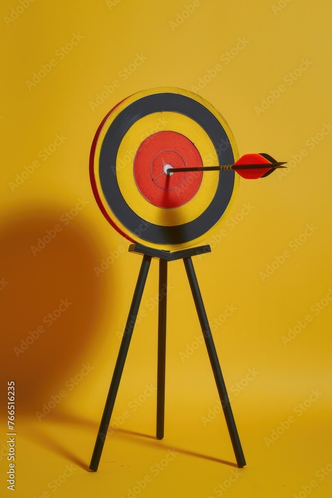 Poster a red and black target with a yellow bullseye and a red arrow pointing to the center
