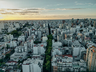 aerial view of district colegiales buenos aires in argentina