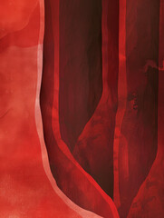 Abstract flowing red curves with a silky fabric-like texture.