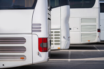 Bus station. Parking of tourist buses.