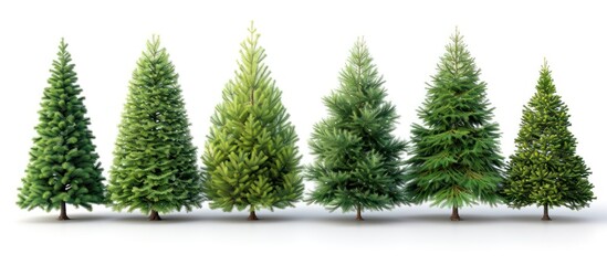 collection of green Christmas trees. isolated white background - Powered by Adobe