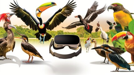 Naklejka premium Virtual reality glasses with futuristic vision technology. VR goggles