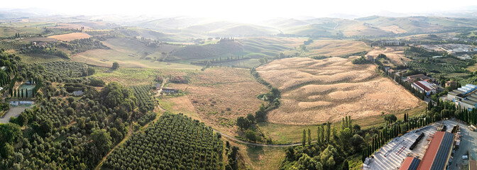 Naklejka premium Tuscan landscape on a road of cypress trees, Italy