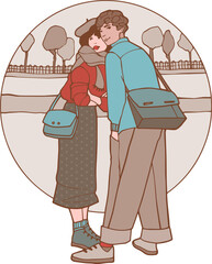 Un homme et une femme en couple dans un parc