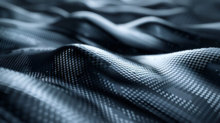 Background with carbon fiber texture formed by geometry, Black mesh wall with an interwoven 3D design, creating a dynamic texture, Generative Ai 