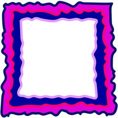 Original abstract quadrangular frame in blue and pink color on white background