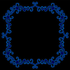 Beautiful blue frame on a black background