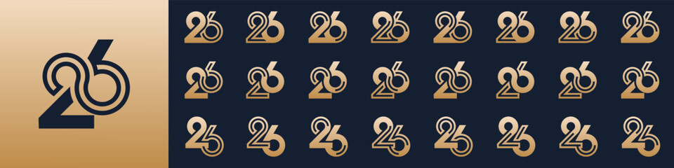 collection of creative number 26 logo designs. abstract twenty-six design vector illustration - obrazy, fototapety, plakaty
