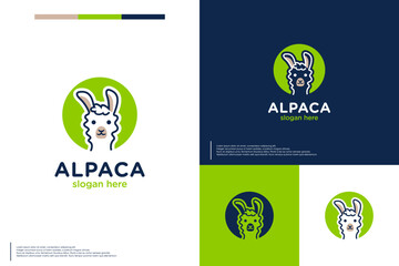 Fototapeta premium nature alpaca , character animal ,logo design template.