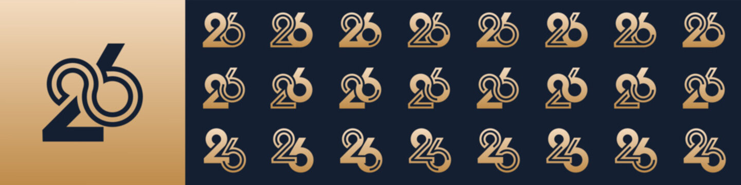 collection of creative number 26 logo designs. abstract twenty-six design vector illustration