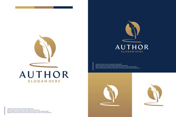 quill pen logo , luxury symbol , logo design illustration.