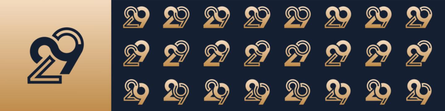 collection of creative number 29 logo designs. abstract twenty-nine design vector illustration