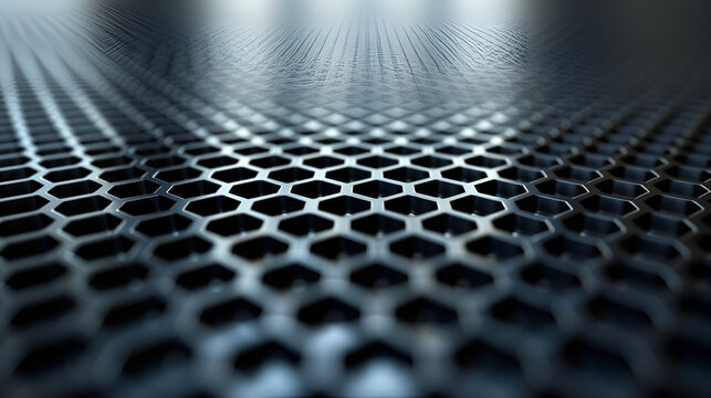 Background with hexagonal carbon fiber pattern, Grapheme Hexagonal Atomic Connection Science Technology, Abstract hexagonal geometric ultra wide background. Structure of lots hexagons, Generative Ai