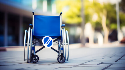 Stock Photo: Close-Up of Accessibility or Handicap Support Sign Against Plain Background
