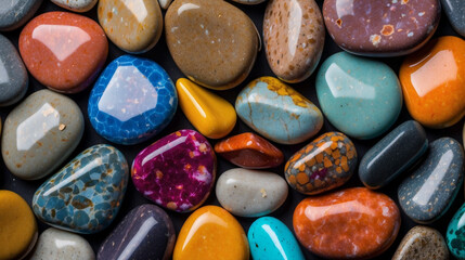 Assortment of polished gemstones 