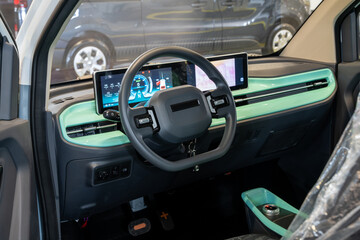 Interior of modern electric car.