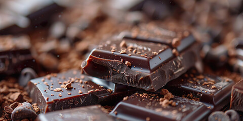Closeup view of chocolate bars in pieces
