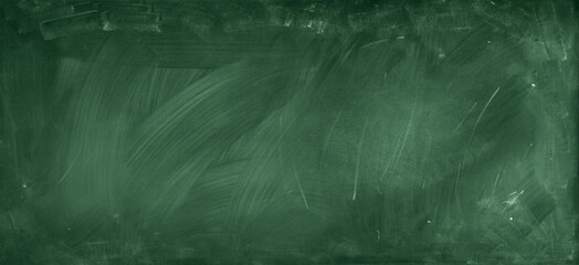Chalk rubbed out on green chalkboard background - 766523038