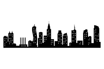  city silhouette. Modern urban landscape. High buildings with windows. Illustration on white background