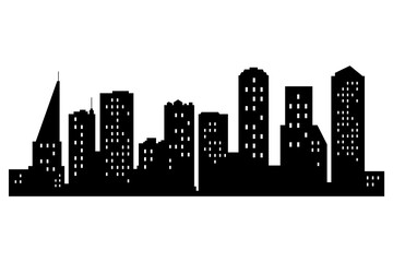 Obraz premium city silhouette. Modern urban landscape. High buildings with windows. Illustration on white background