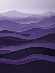 Rolling hills in shades of purple create a calming landscape.