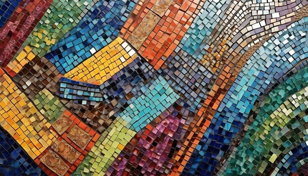 Vibrant Colorful Mosaic Artwork With Intricate Pa Upscaled 4