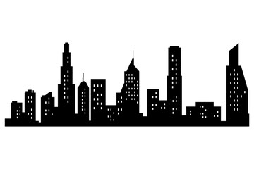 Obraz premium city silhouette. Modern urban landscape. High buildings with windows. Illustration on white background