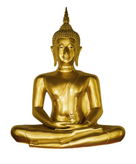 A beautiful of a golden Buddha statue, PNG