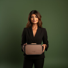 The Italian businesswoman is holding a lunchbox in her hands